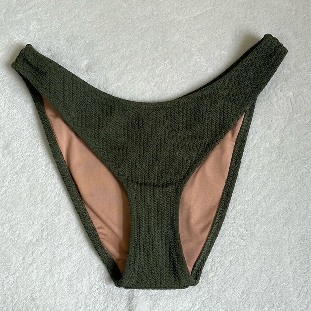 J. Crew Women’s Curved Waist Textured Cheeky Bikini Bottoms Size Small